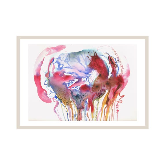 Vibrant Essence Watercolor Print Dripping Abstract Modern Wall Art