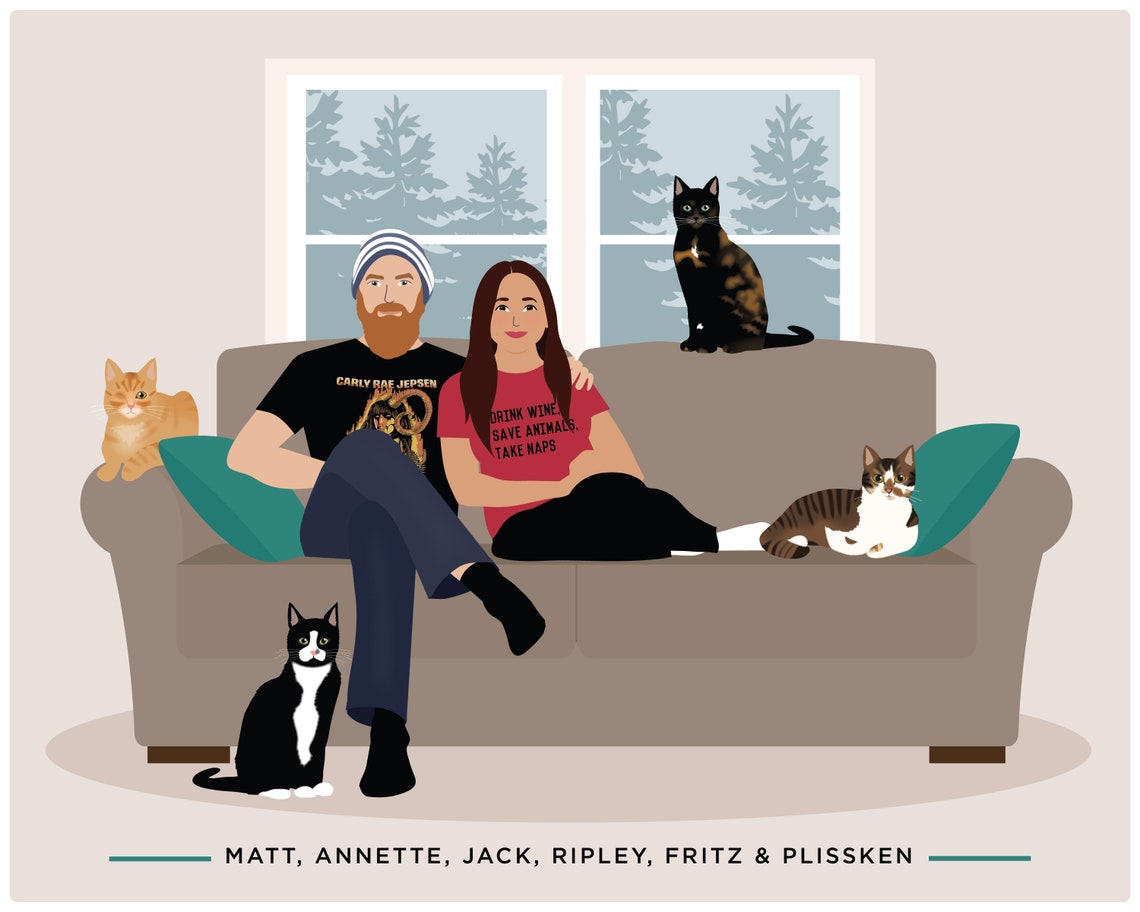 Custom Family Portrait, Add Pet