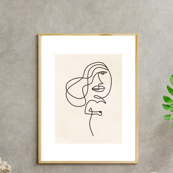 Minimalist Woman Line Art, Abstract Boho Decor