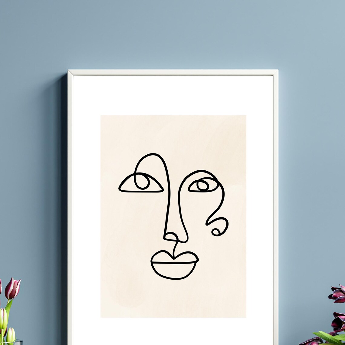 Abstract Face Line Art, Minimalist Boho Decor