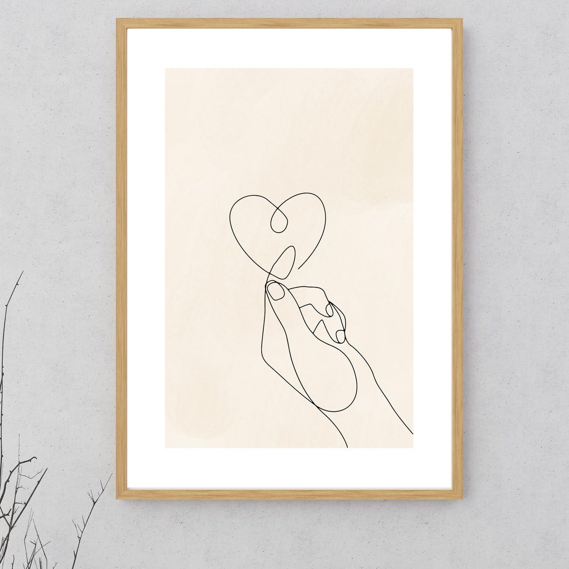 Minimalist Hand Heart Line Art Print Modern Love Wall Art Abstract Boho Neutral Home Decor - Image 4