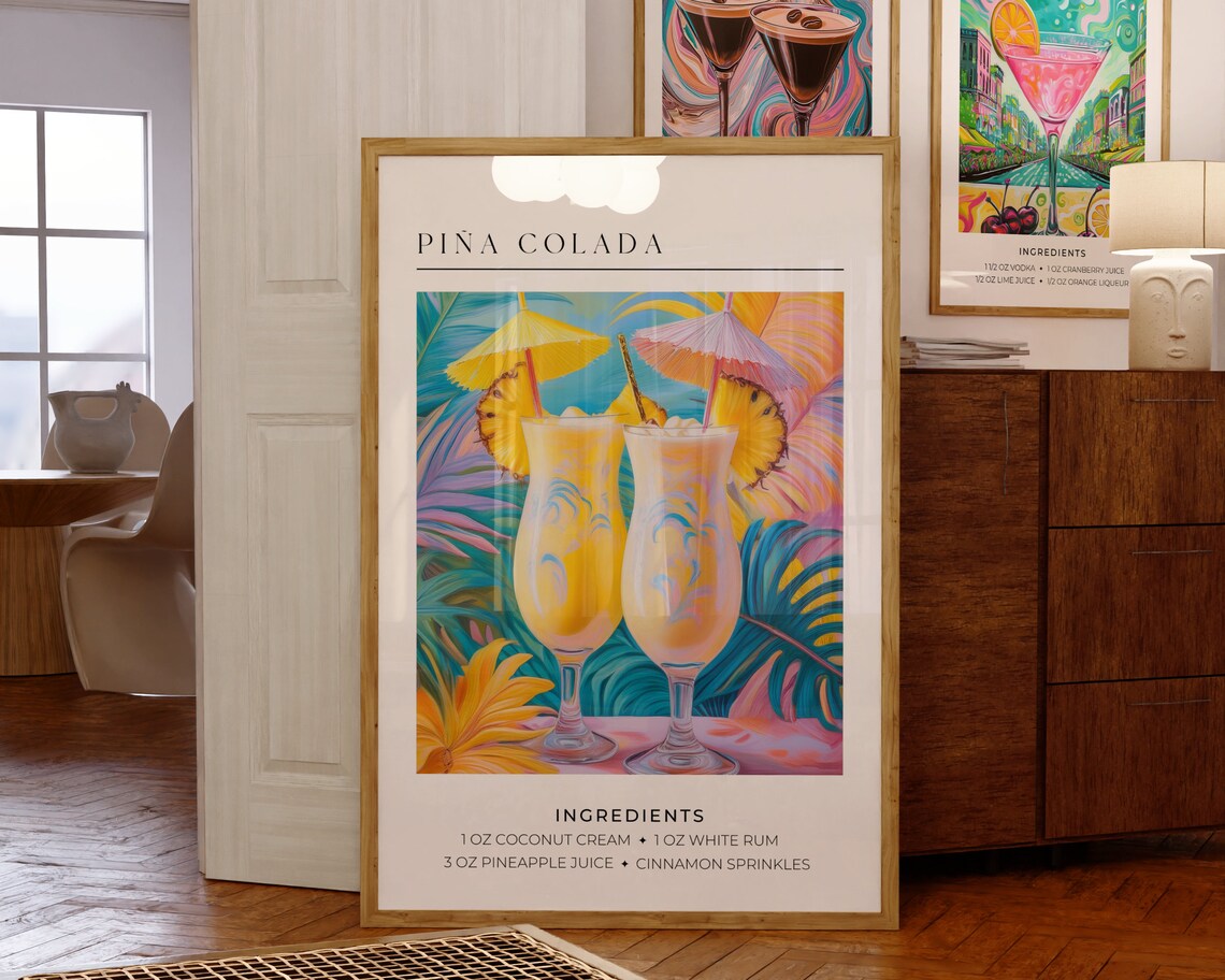 Pina Colada Cocktail, Maximalist Retro Art Print - Image 4