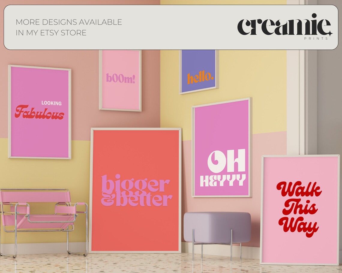 Looking Fabulous Retro Print, Maximalist Girls Room - Image 4