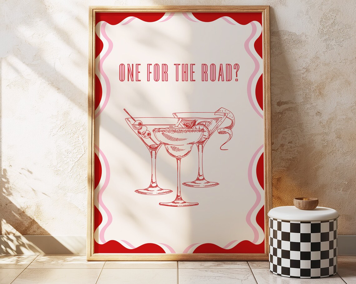 One For The Road Cocktail Print, Retro Maximalist - Image 5