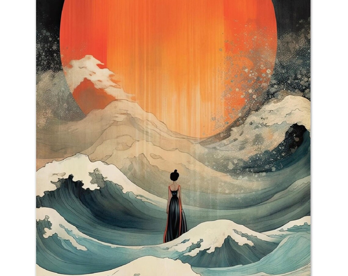 Japanese Red Dreamscape, Traditional Asian Landscape - Image 2