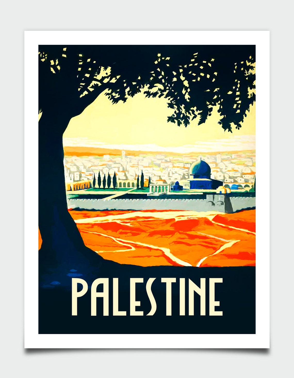 Palestine Vintage Retro Travel Poster Jerusalem Dome Skyline Art - Image 4