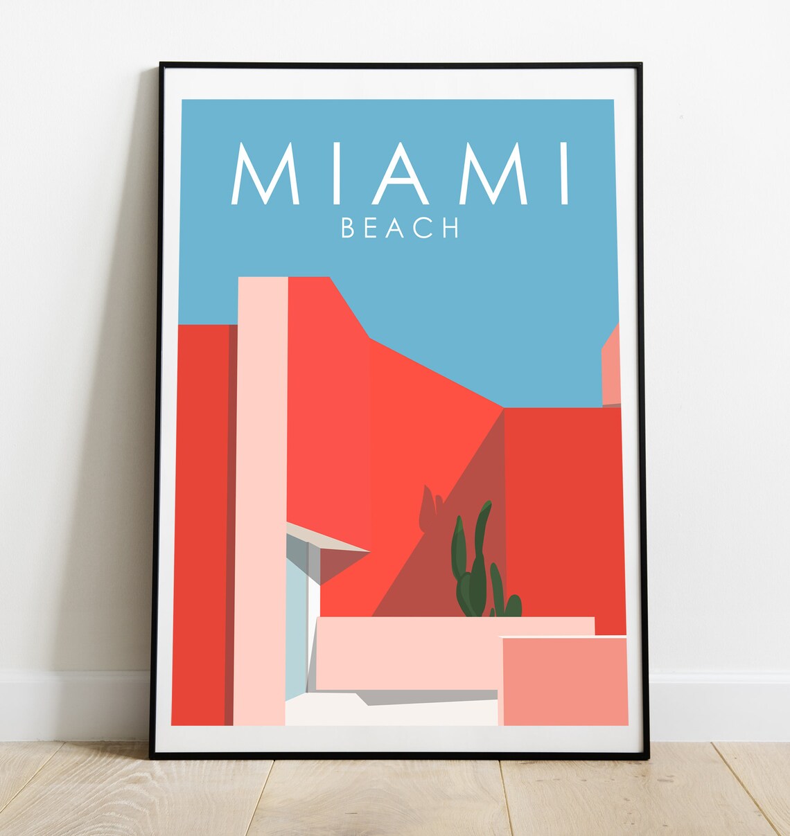 Miami Beach Retro Travel Poster, Art Deco Style