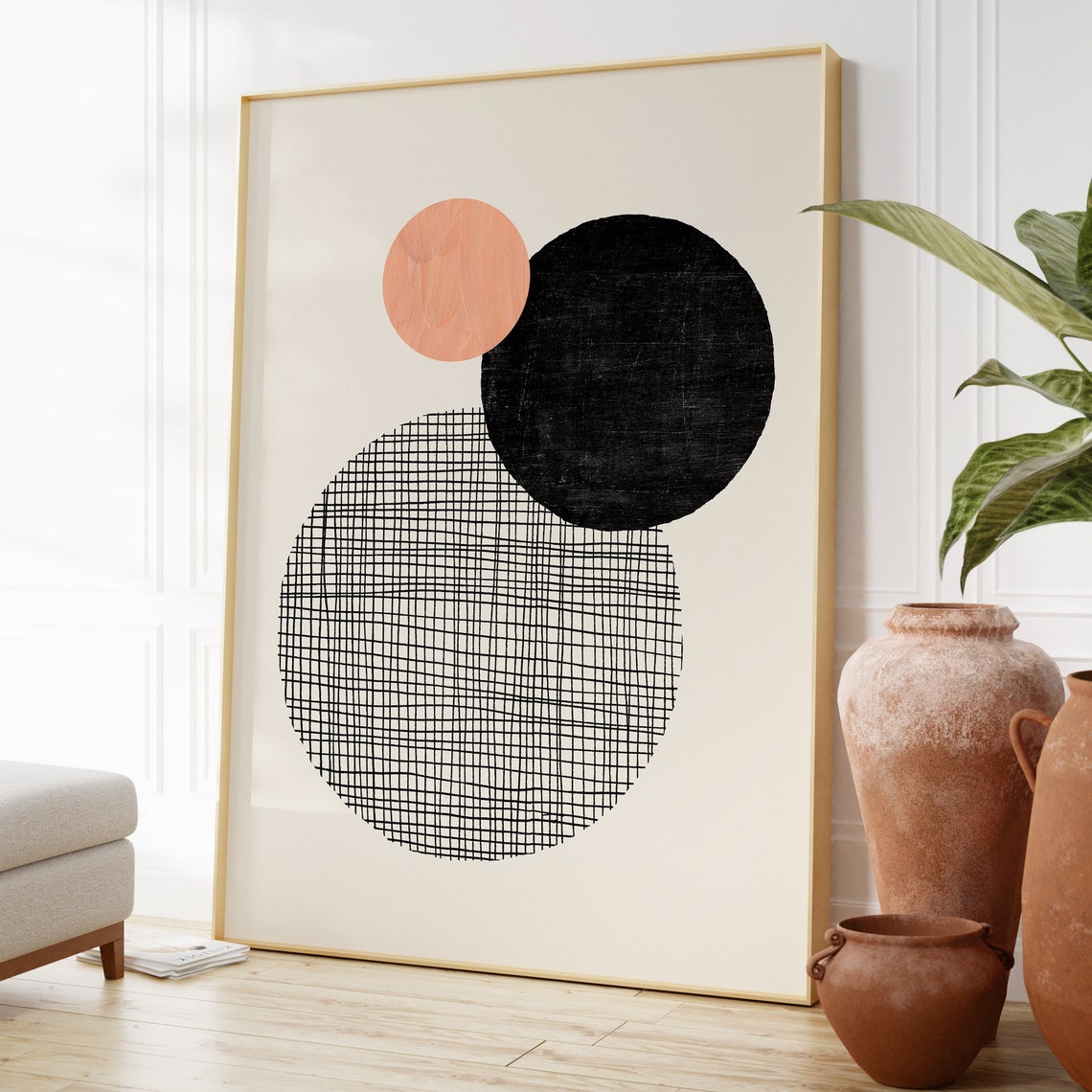 Circles Print Mid Century Modern Wall Art Geometric Print Neutral Wall Art Abstract Art Print Modern Shapes Print - Image 2