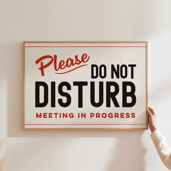 Do Not Disturb Meeting In Progress Retro Office Sign Mid Century Wall Print