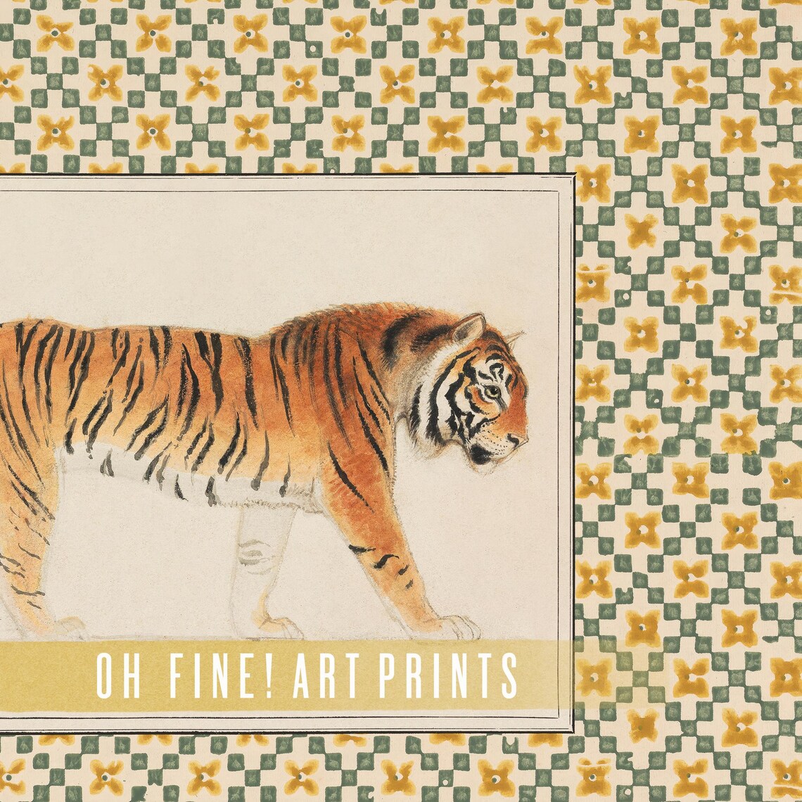 Vintage Tiger Art Print, Muted Neutral Maximalist - Image 3