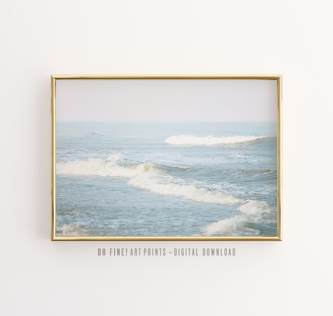 Ocean Beach Waves Coastal Landscape Art Print
