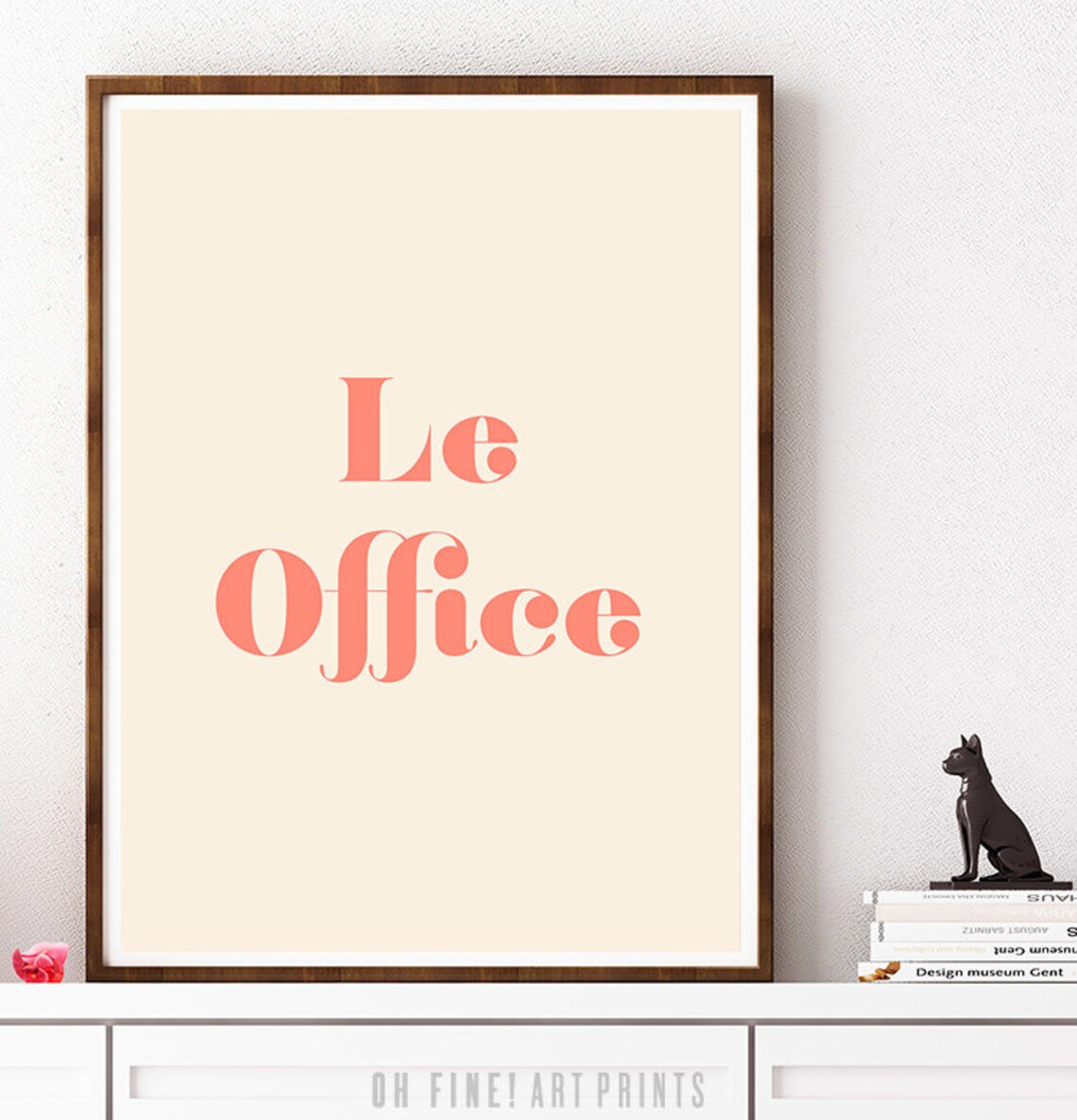 Le Office Retro Office Sign, Blush Pink Art Print - Image 2
