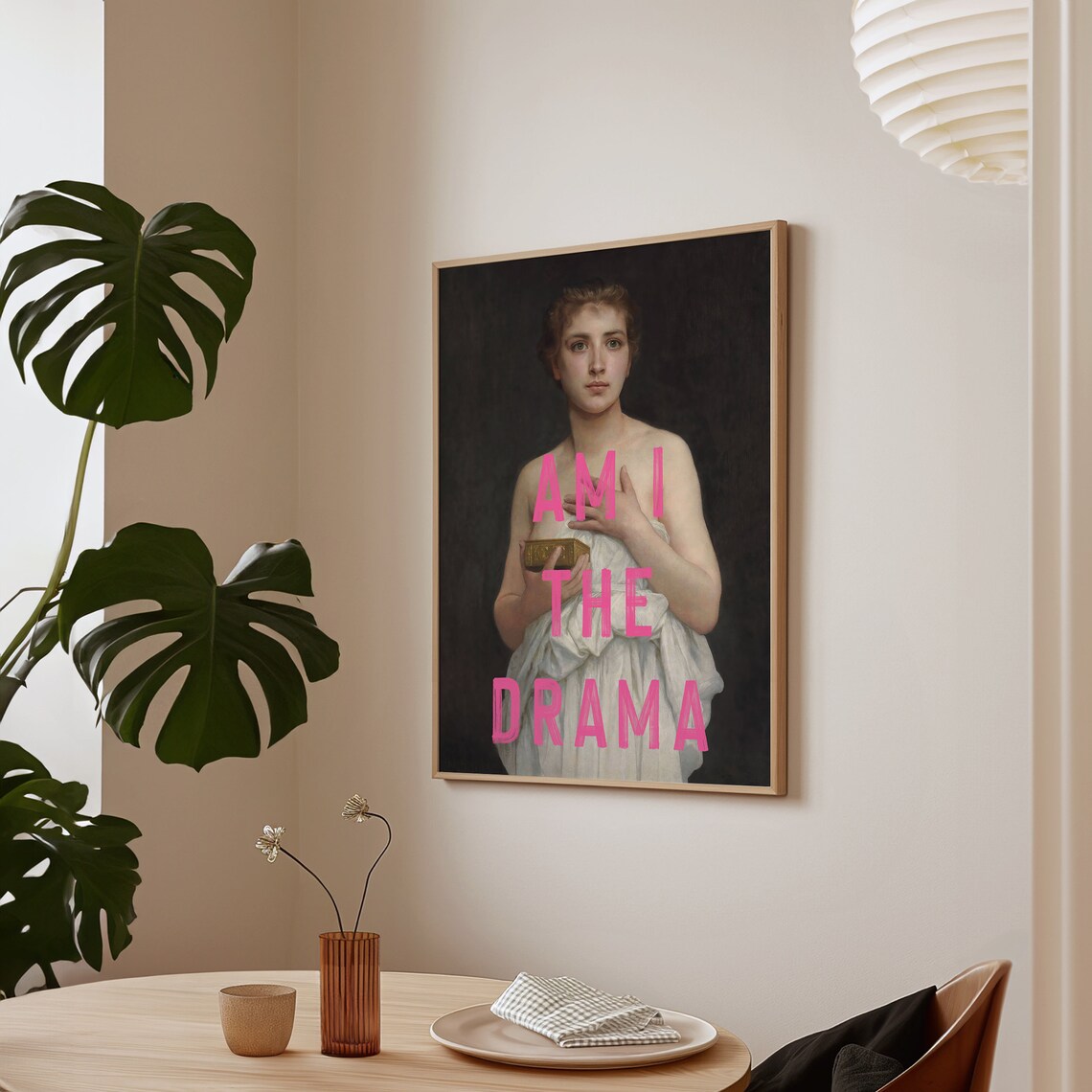 Am I The Drama Print Altered Art Vintage Painting Trendy Wall Art Apartment Decor Funny Quote Print Gift For Her - Image 2