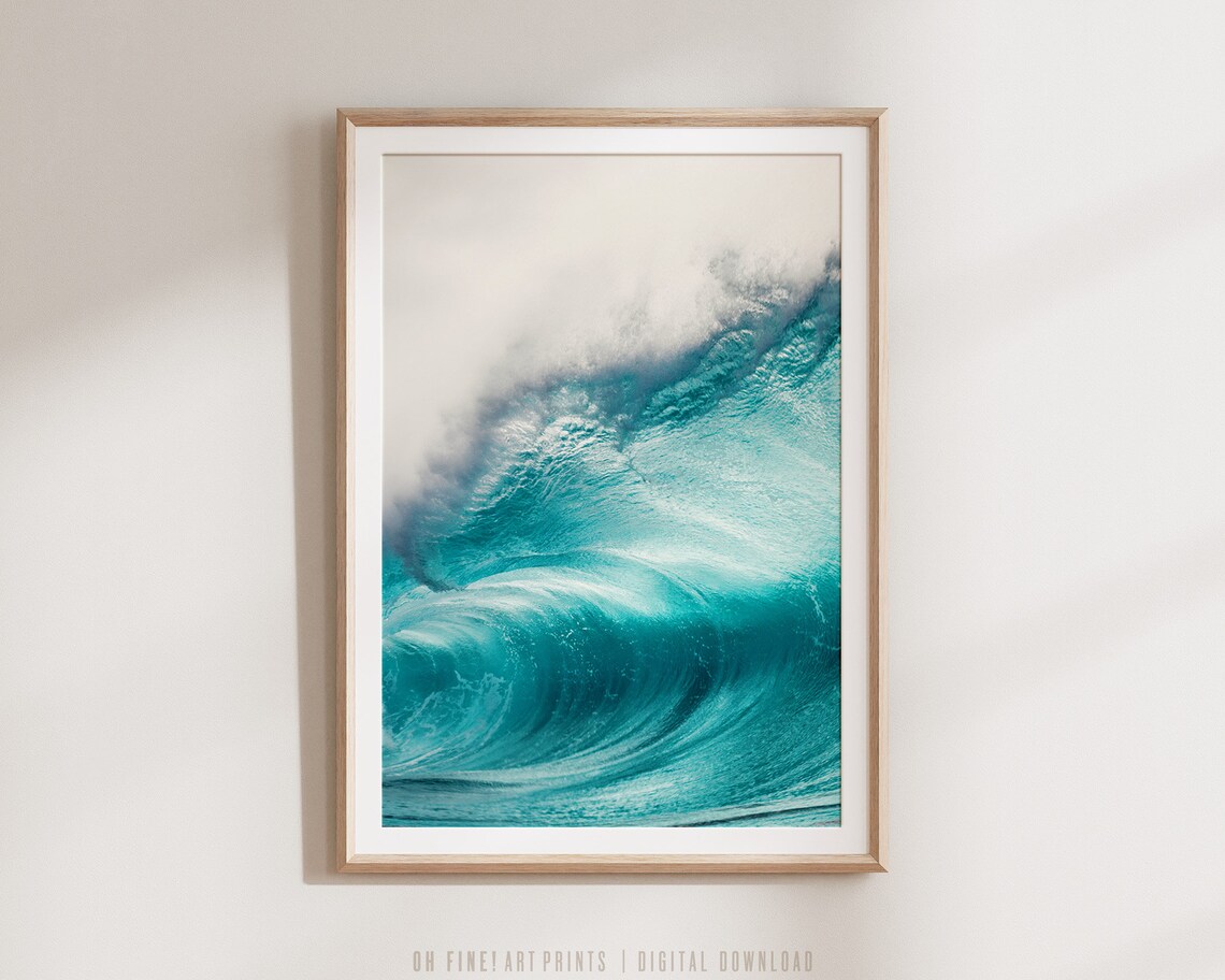 Surf Ocean Wave Abstract Blue Beach Art Print - Image 2