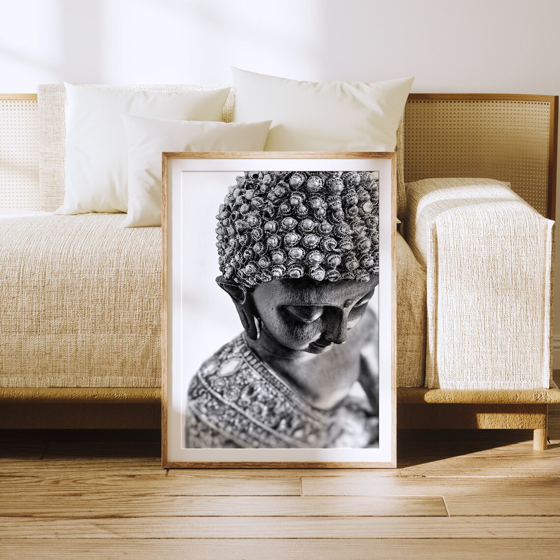 Buddha Statue Art Print, Black And White Boho Decor - Image 4