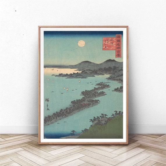 Japanese Art Japanese Vintage Woodblock Print Ukiyo E Art Japan Wall Art Home Decor Giclee Moonlight River