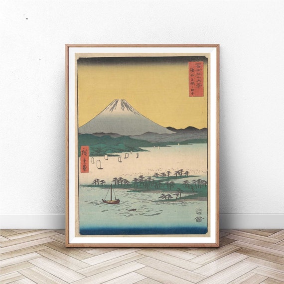 Japanese Art Japanese Vintage Woodblock Print Ukiyo E Art Japan Wall Art Home Decor Giclee Mount Fuji Sunset