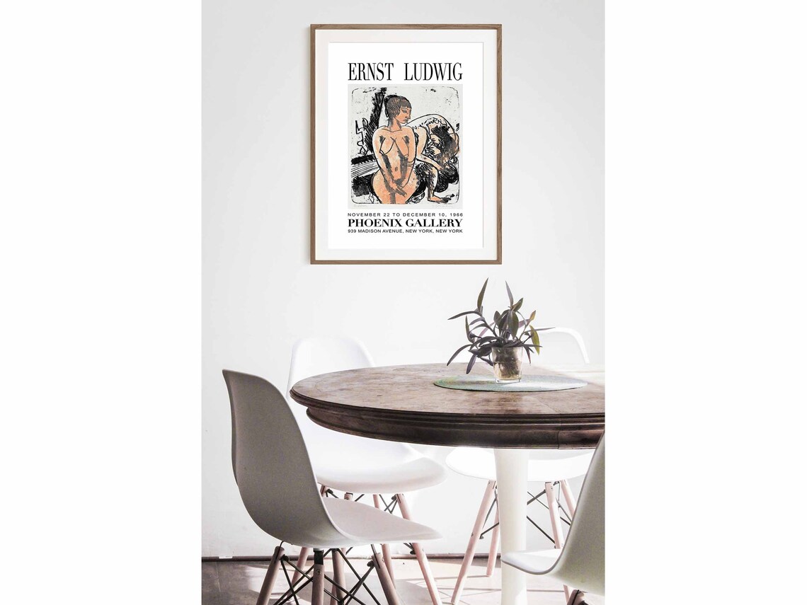 Ernst Ludwig Phoenix Gallery 1966 Seated Nude Ink Study Exhibition Poster - Image 2
