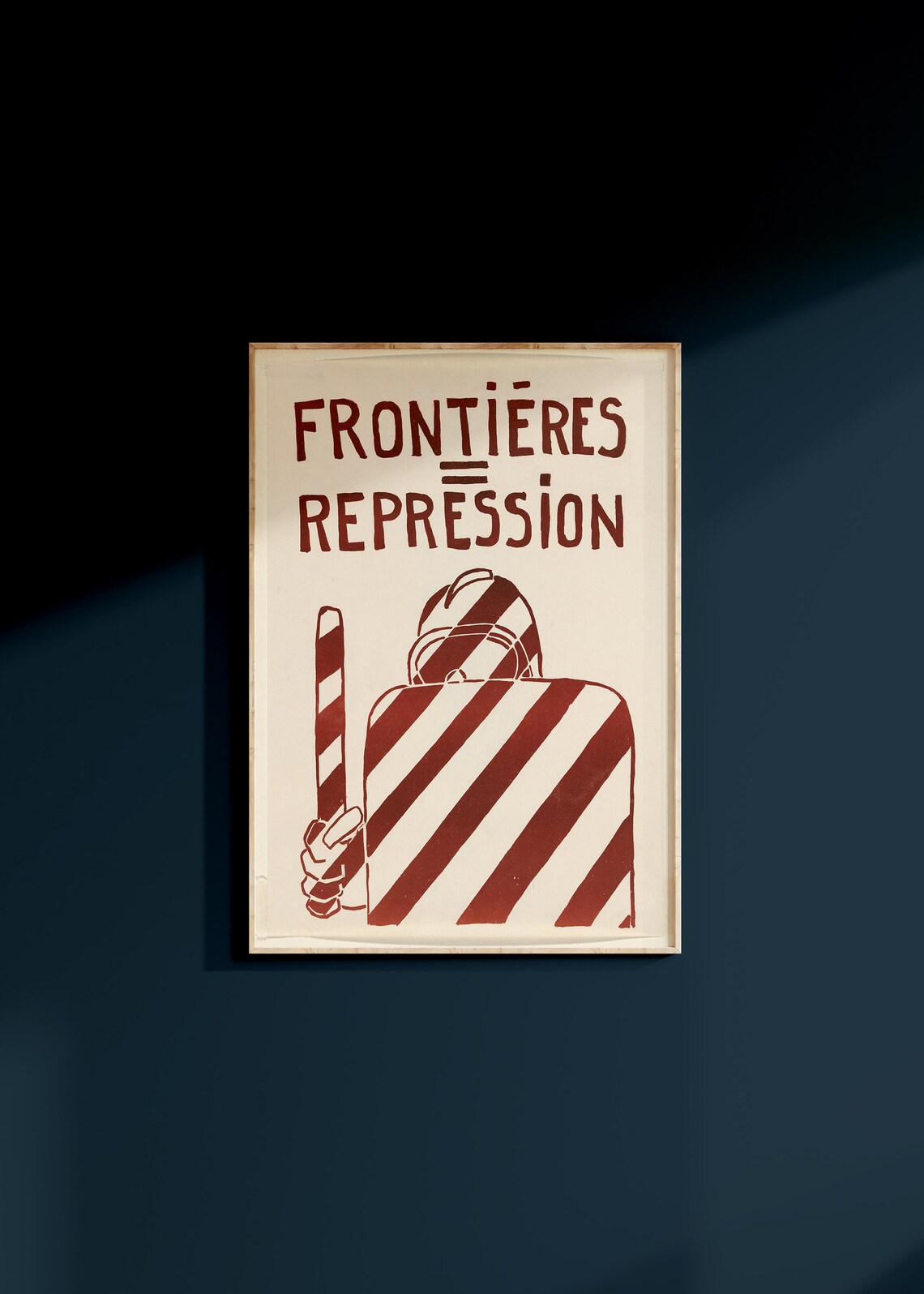 Frontieres Repression French Stencil Riot Police Shield Protest Art Poster - Image 2