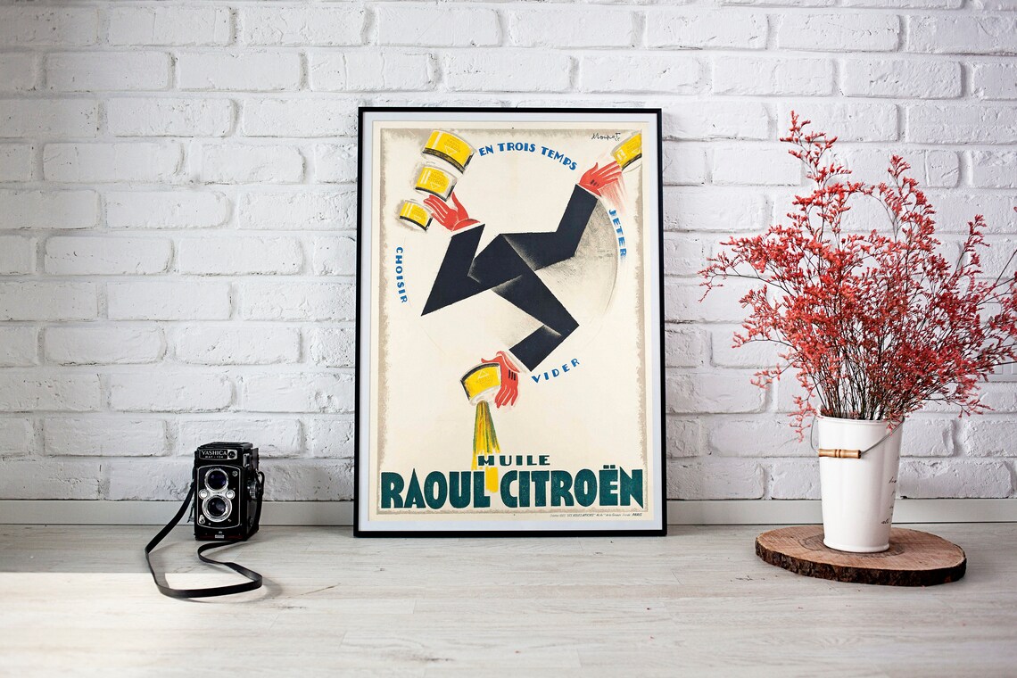 Raoul Citroen Huile En Trois Temps Art Deco Motor Oil Ad Poster - Image 2