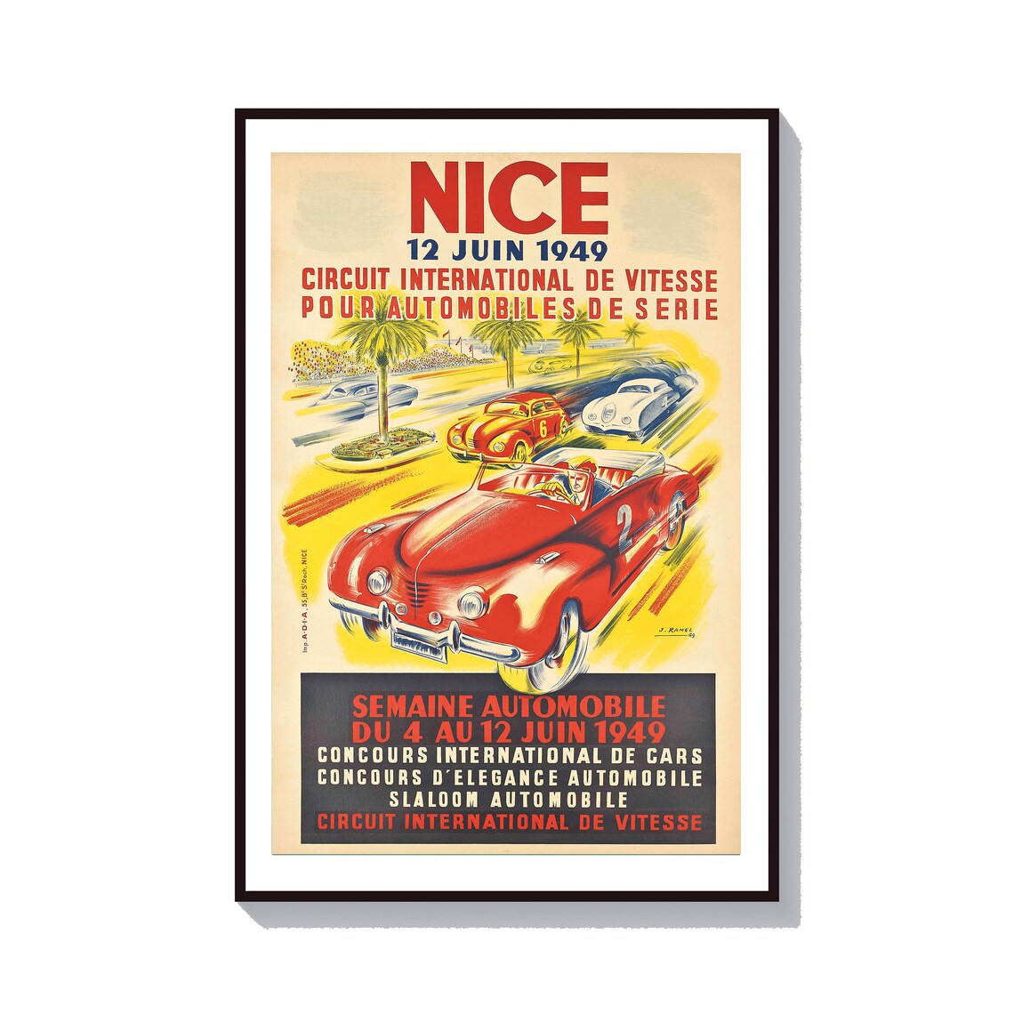 Paris France Vintage Travel Poster, Nice 1949