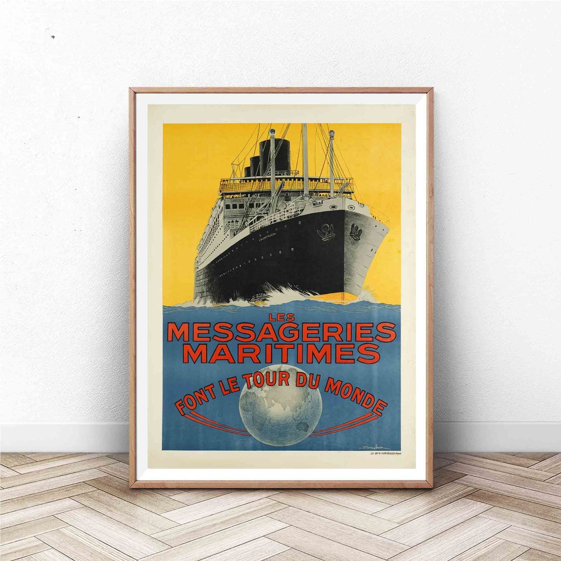 Messageries Maritimes Ocean Liner World Tour Vintage Cruise Poster