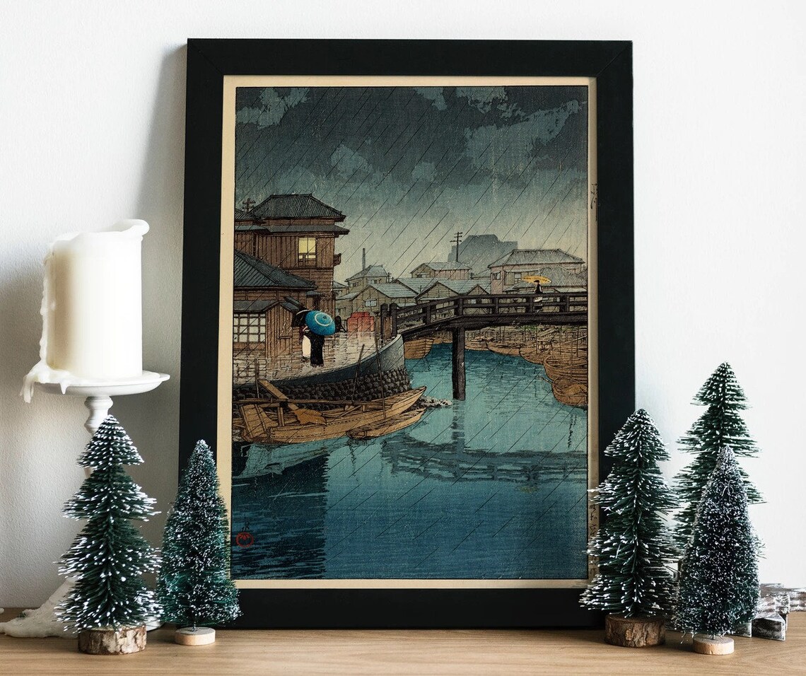 Japan Wood Block Mt Fuji Art Print, Japanese Decor