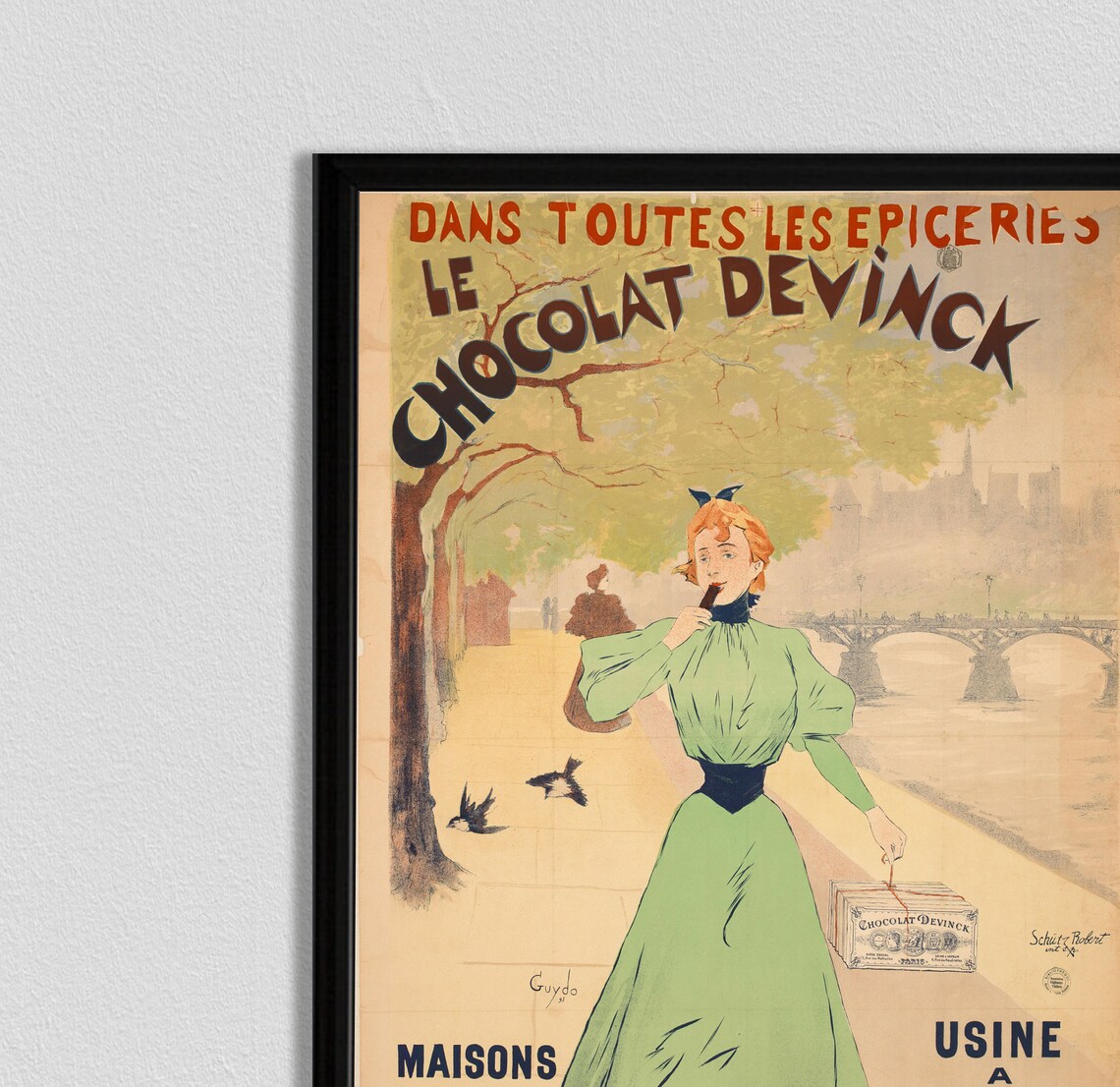 Vintage French 1930s Chocolat Devinck Poster Print - Image 2