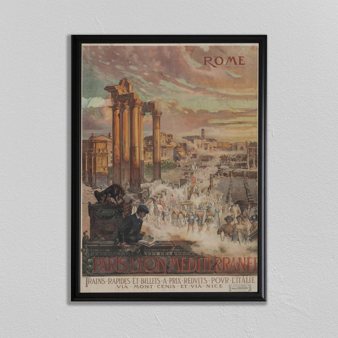 Rome Forum Ruins Paris Lyon Mediterranee Railway Travel Poster