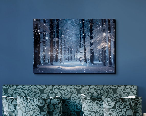 Snowy Tree, Moody Landscape Art Print