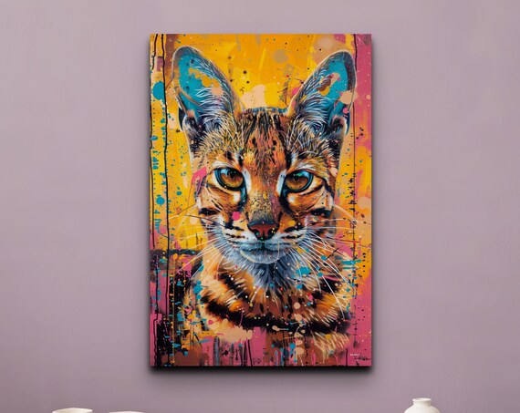 Cat Portrait Pop Art Paint Splatter Colorful Modern Pet Poster