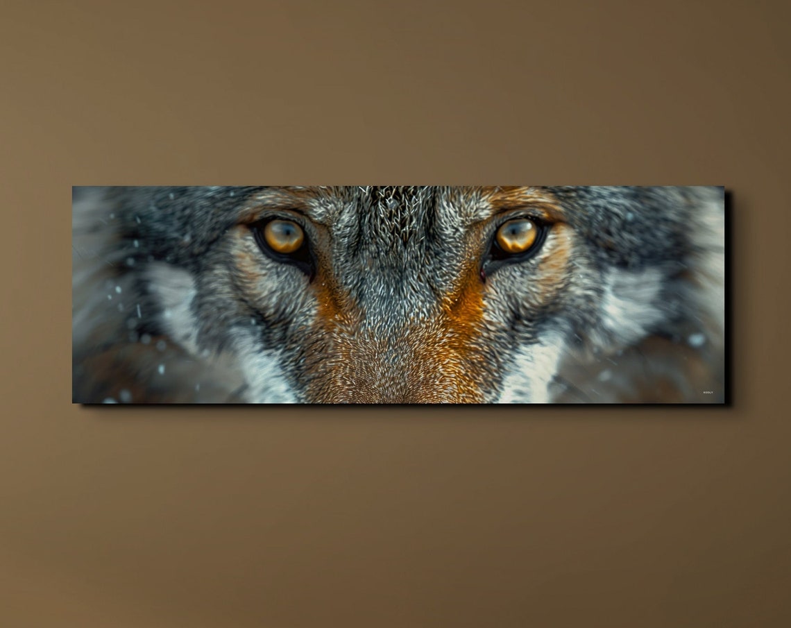 Intense Wolf Eyes Close Up Wildlife Portrait Panoramic Poster