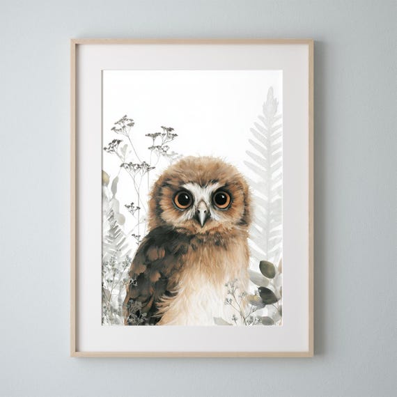 Baby Owl Wall Art Nursery Decor Kids Room Shower Gift Birth Print