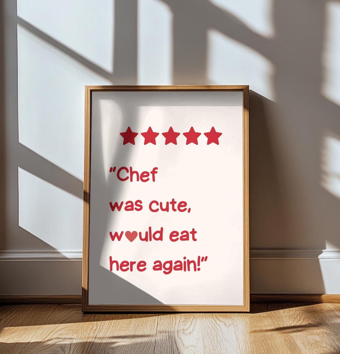 Funny Kitchen Wall Art Chef Was Cute Would Eat Here Again Quote Cute Restaurant Decor Gift For Food Lovers - Image 3