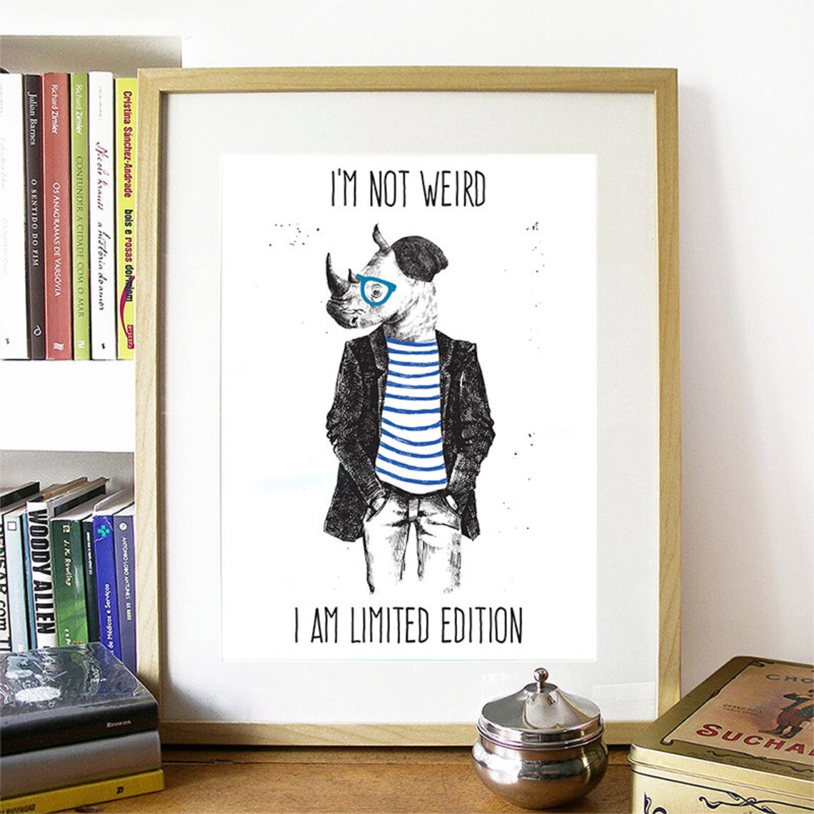 Im Not Weird Hipster Rhino in Glasses Whimsical Animal Poster - Image 2