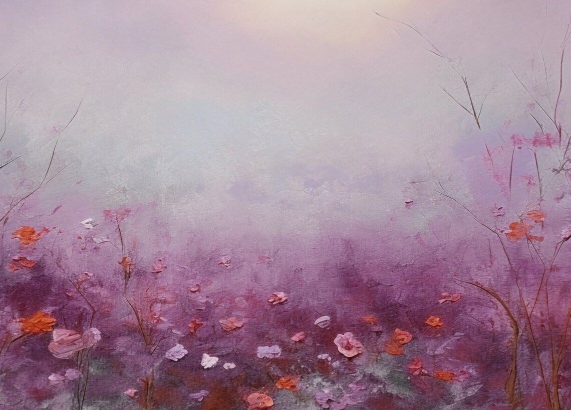 Moonlit Purple Wildflower Meadow Misty Night Floral Art Poster - Image 3