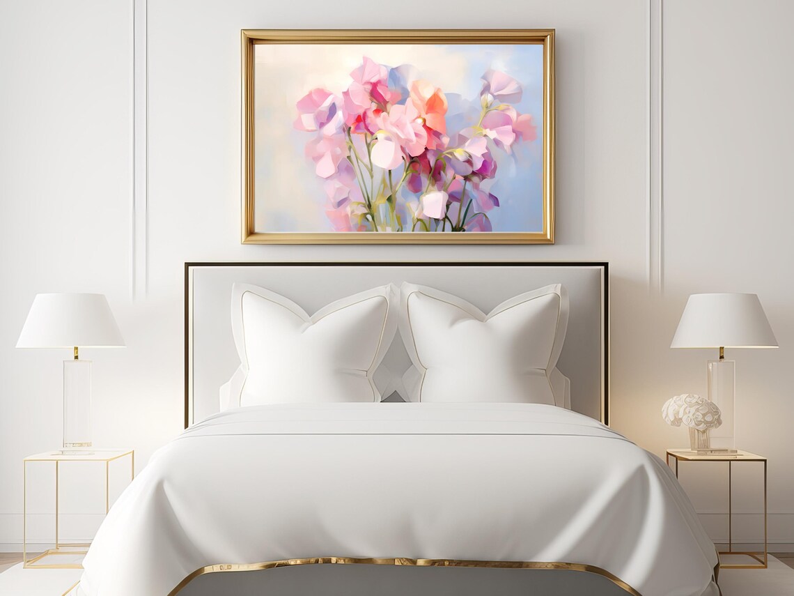 Sweet Pea Flowers, Cottagecore Spring Art Print - Image 2