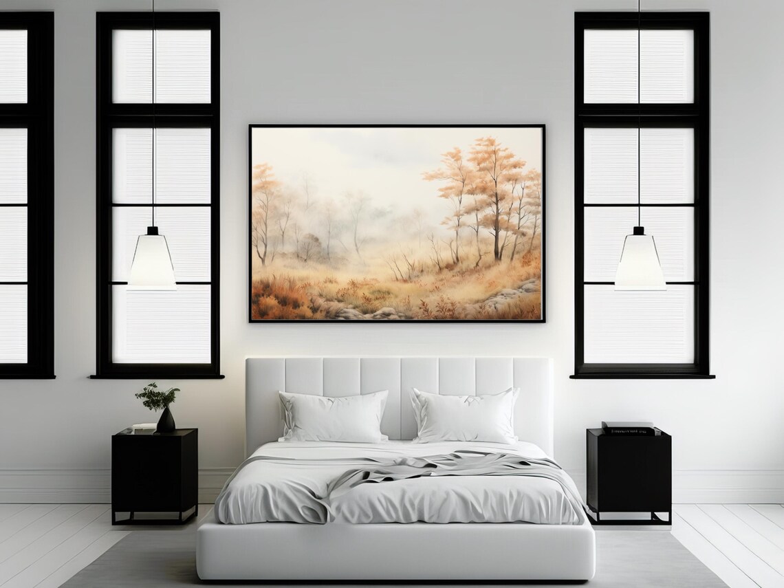 Vintage Autumn Landscape Painting, Rustic Fall Decor - Image 2