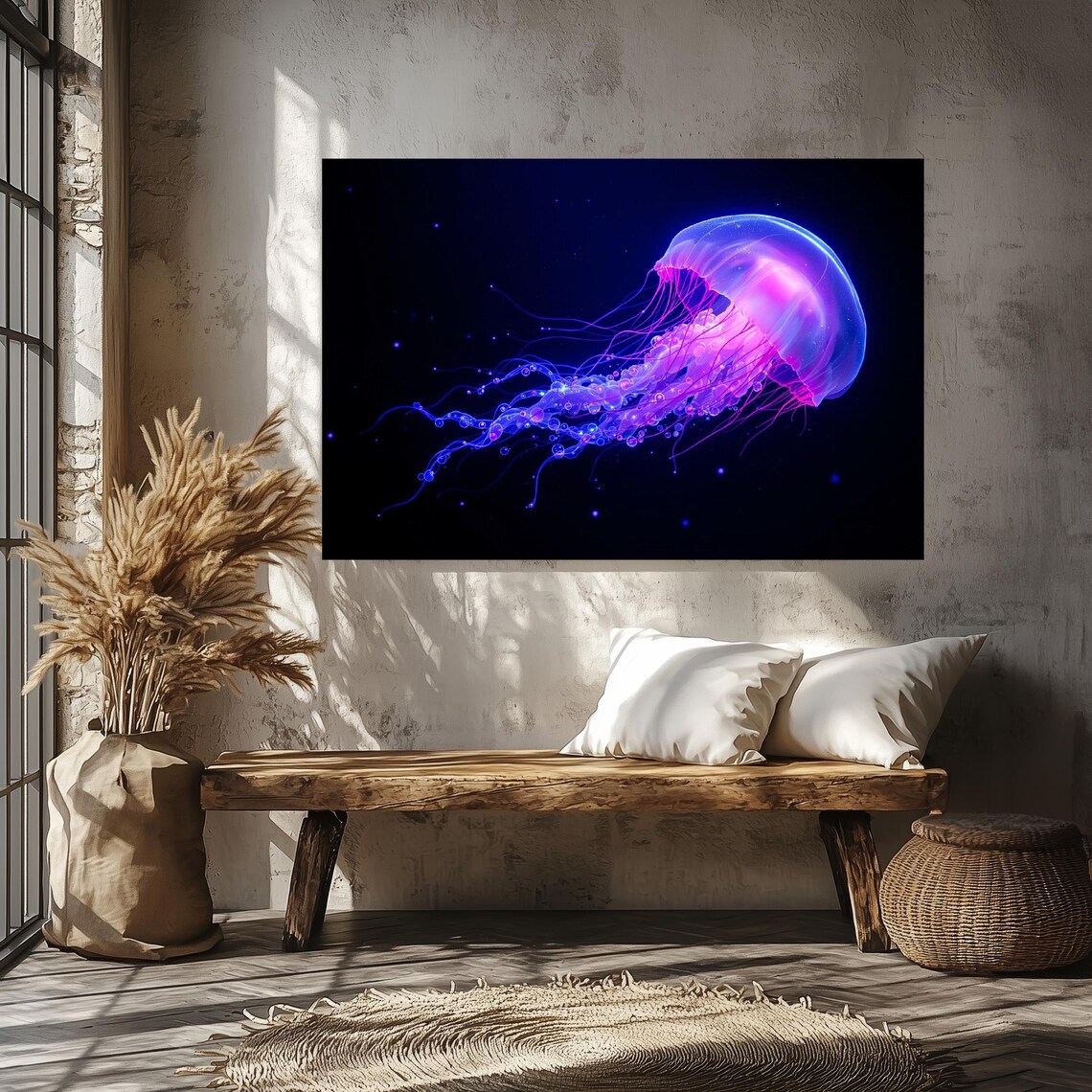 Glowing Jellyfish Sea Life Art Print
