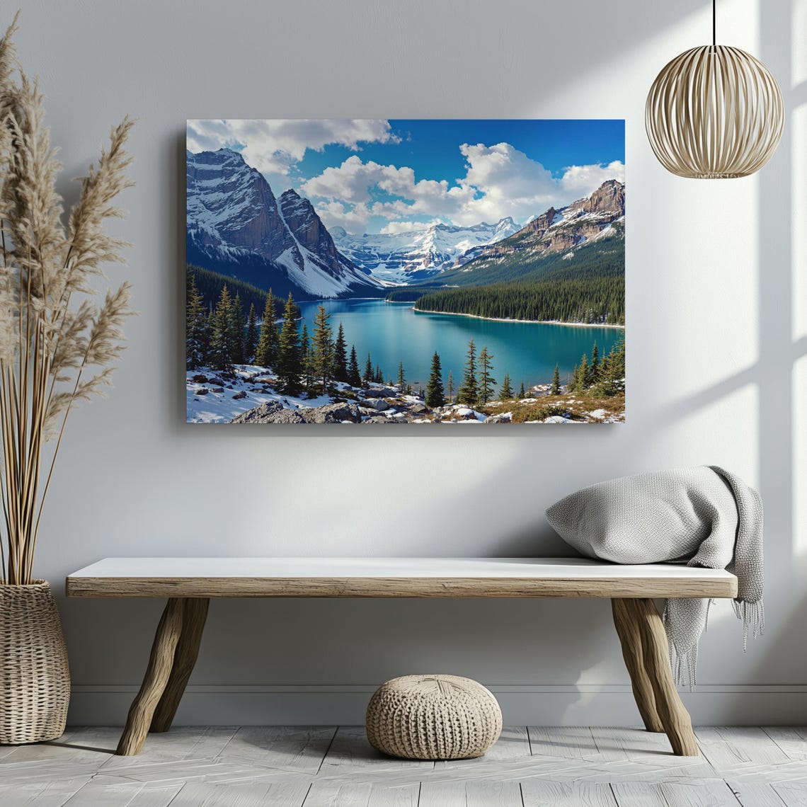 Turquoise Alpine Lake Snowy Peaks Pine Forest Canada Travel Poster