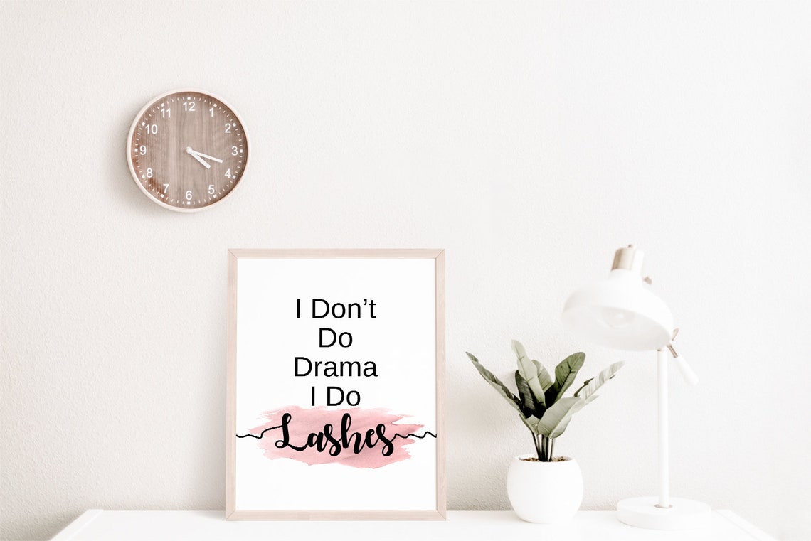 I Don't Do Drama I Do Lashes Pink Watercolor Script Quote Poster - Image 2