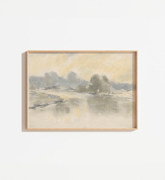 Vintage Muted Soft Watercolor Painting Art Print