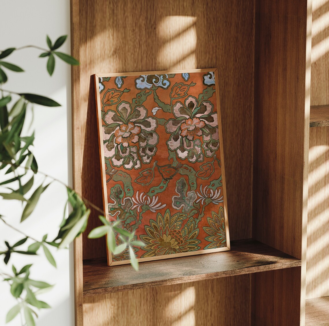 Vintage Floral Pattern Art Print, Warm Tones - Image 3