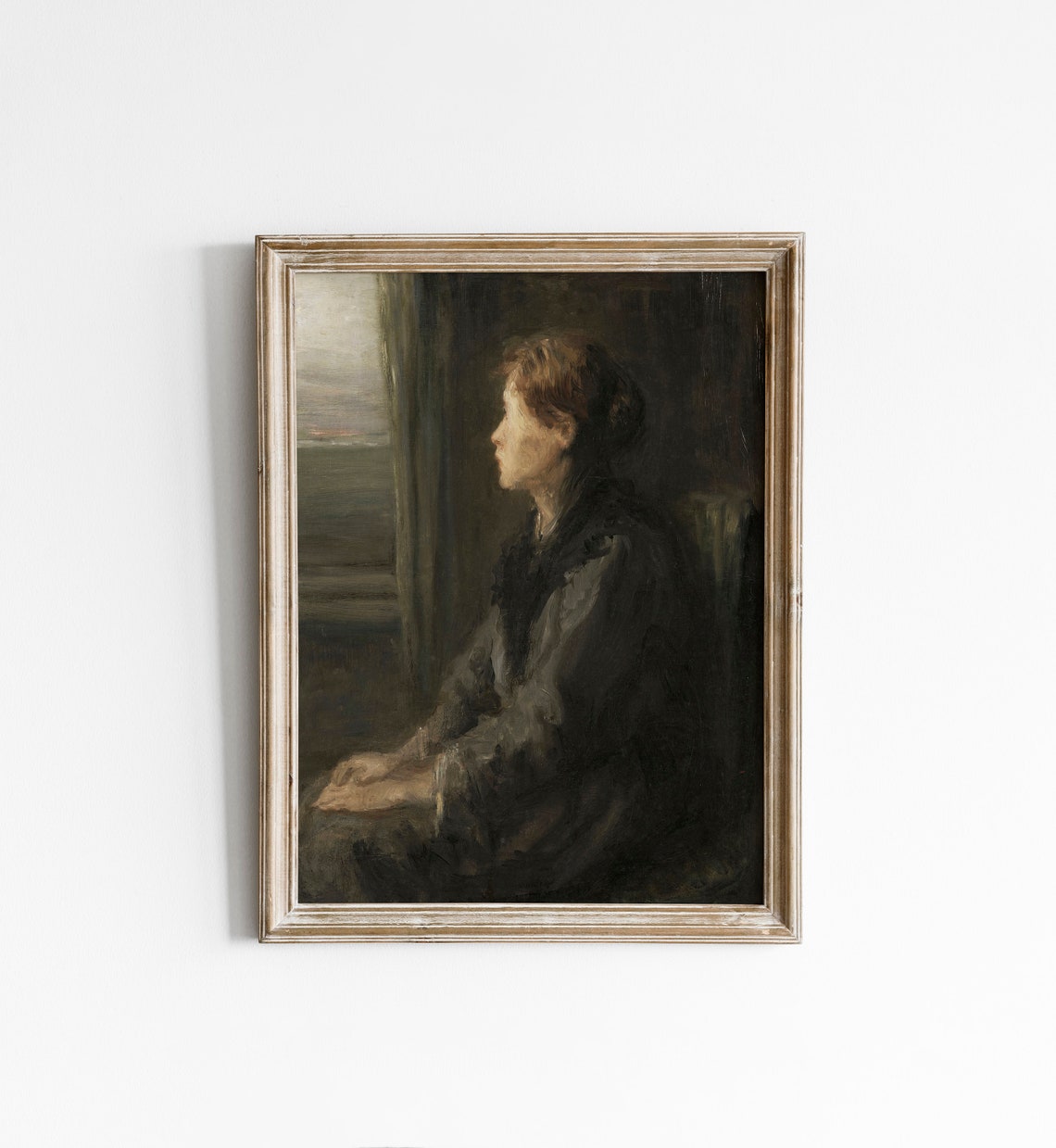 Vintage Still Life Oil Painting Of Woman Woman Portrait Victorian Antique Painting Dark Moody Tones Art - Image 3