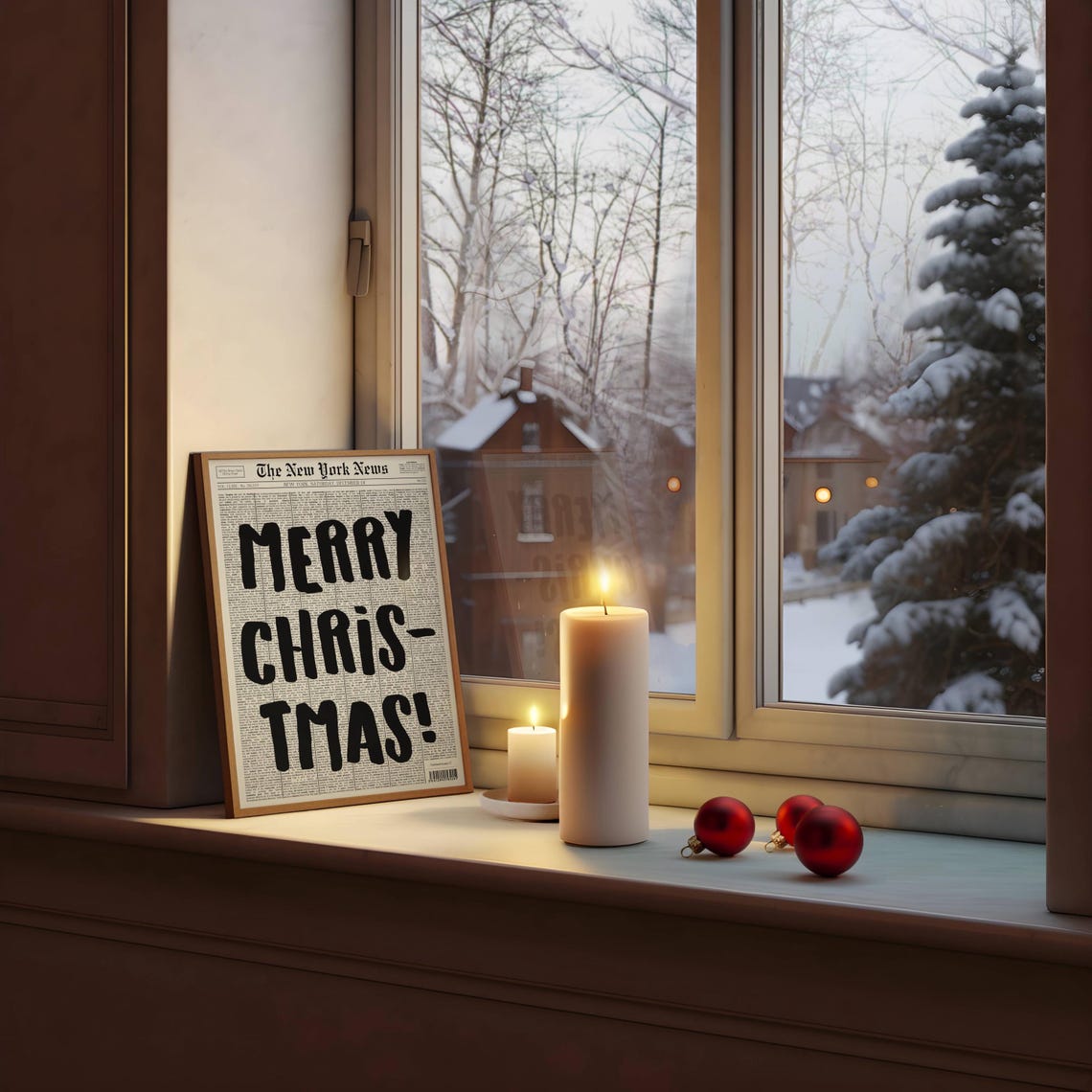 Merry Christmas Bold Fun Headline Newspaper Holiday Wall Poster - Image 2