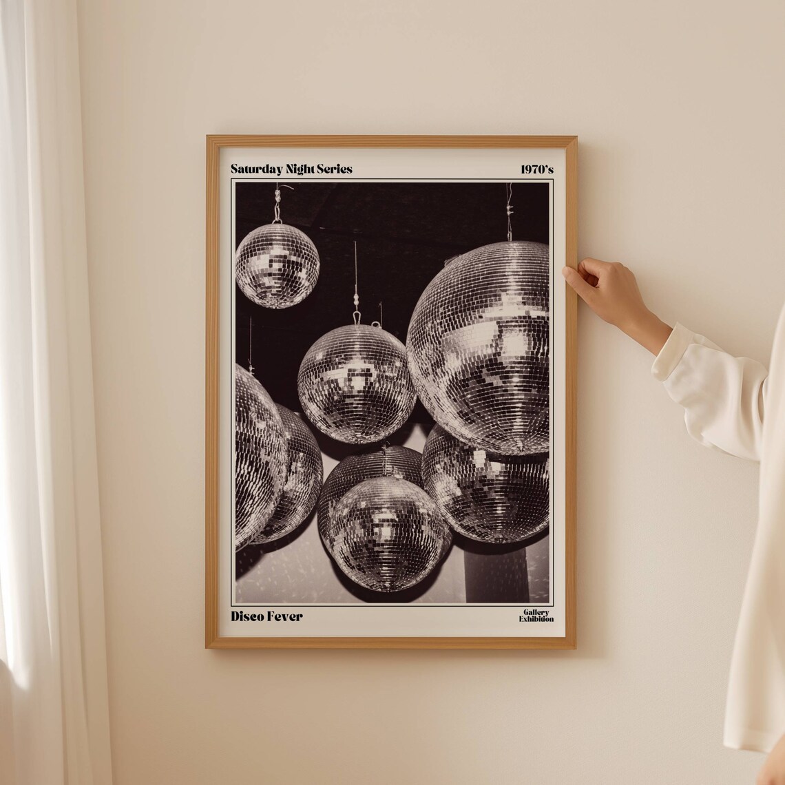 Disco Ball Print, Retro 70s Bar Cart Wall Art