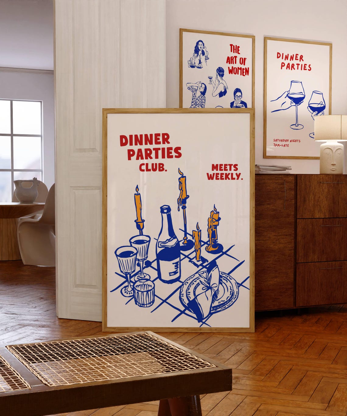 Dinner Parties Club Fun Weekly Bold Table Setting Line Art Poster - Image 5
