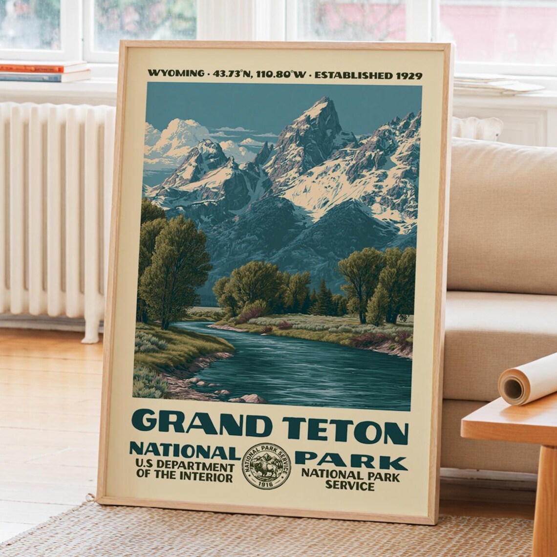 Grand Teton National Park Vintage WPA Travel Poster