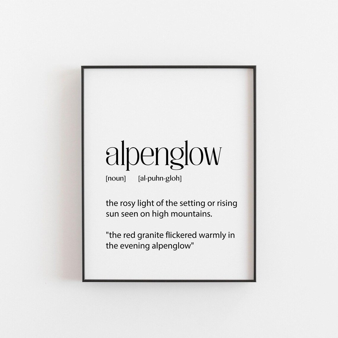 Skiing Gift Alpenglow Definition, Snowboard Art Print