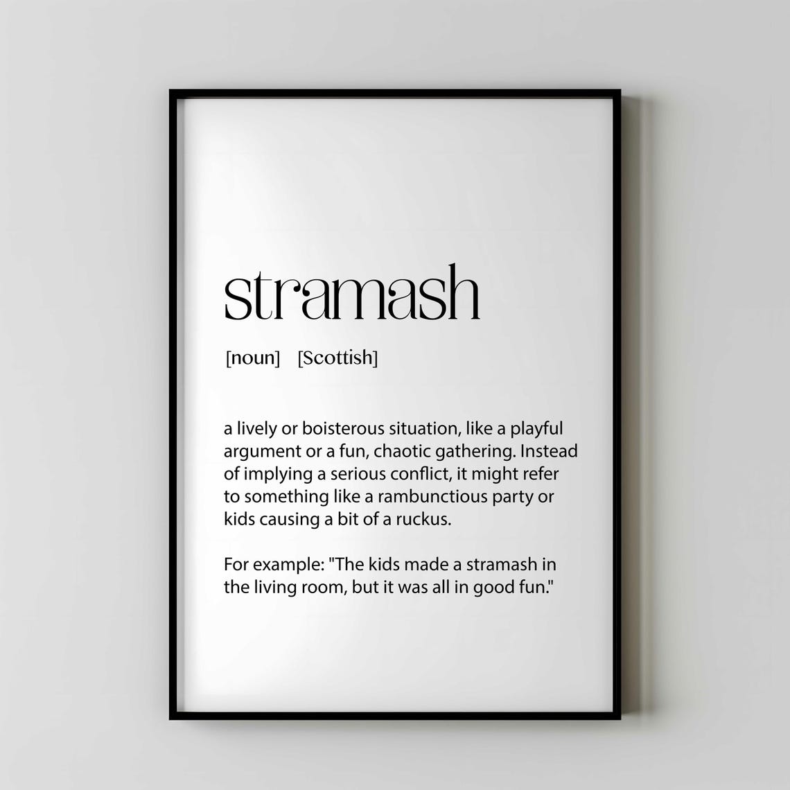 Stramash Scottish Definition Poster on Lively Commotion Fun Art